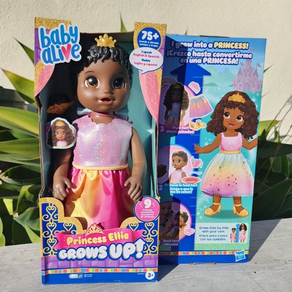 NEW Baby Alive Princess Ellie Grows Up Black Hair Doll 18" African American - Picture 1 of 16